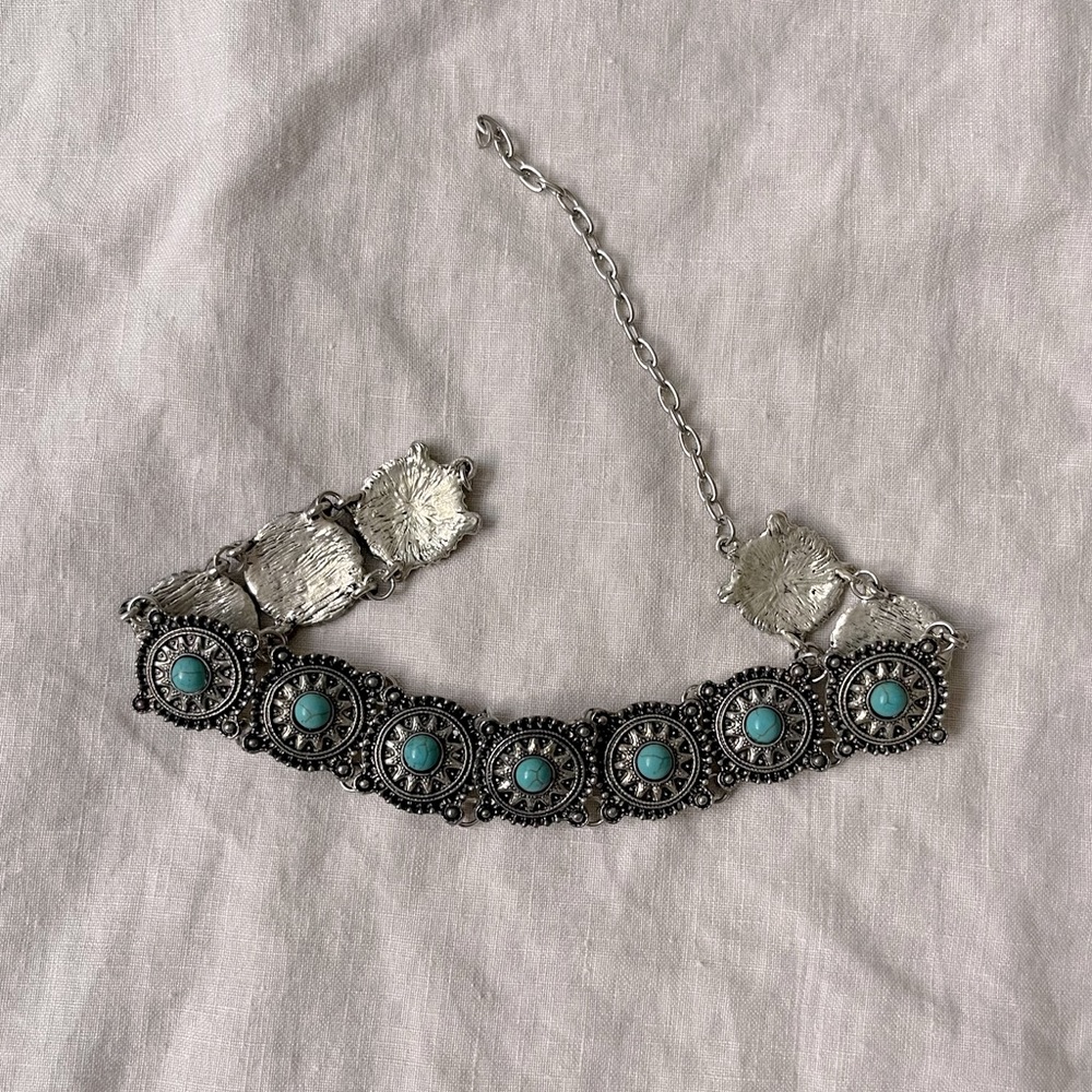 Greek style silver chocker necklace
